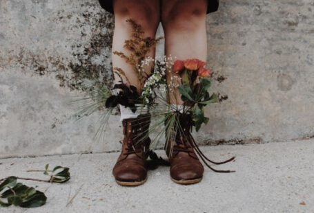 Flowers In A Boot - pair of brown leather boots